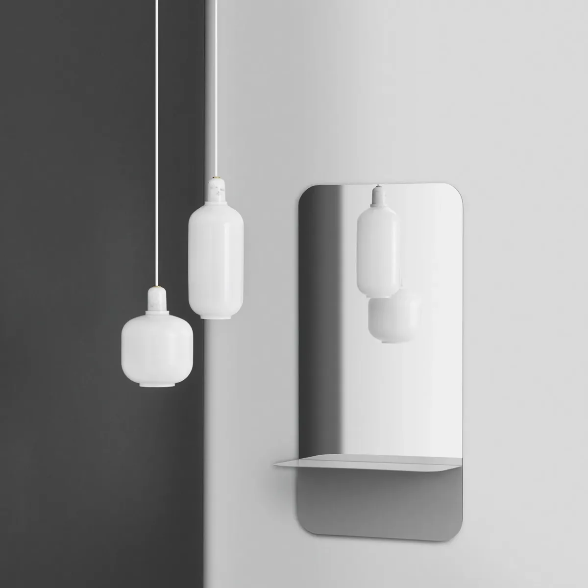 Ampera Hängelampe Klein, Weiß/Messing – Bild 13