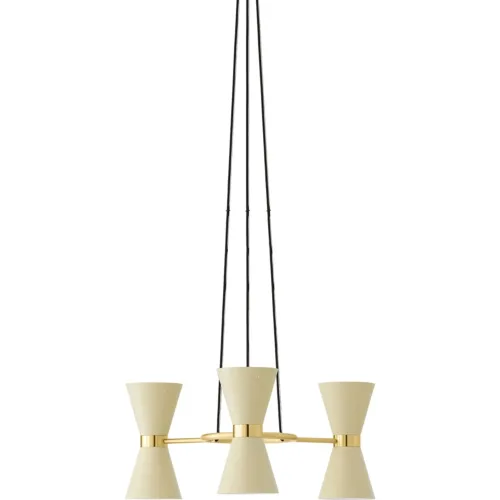Cielo Chandelier 3, Creme/Polished Brass
