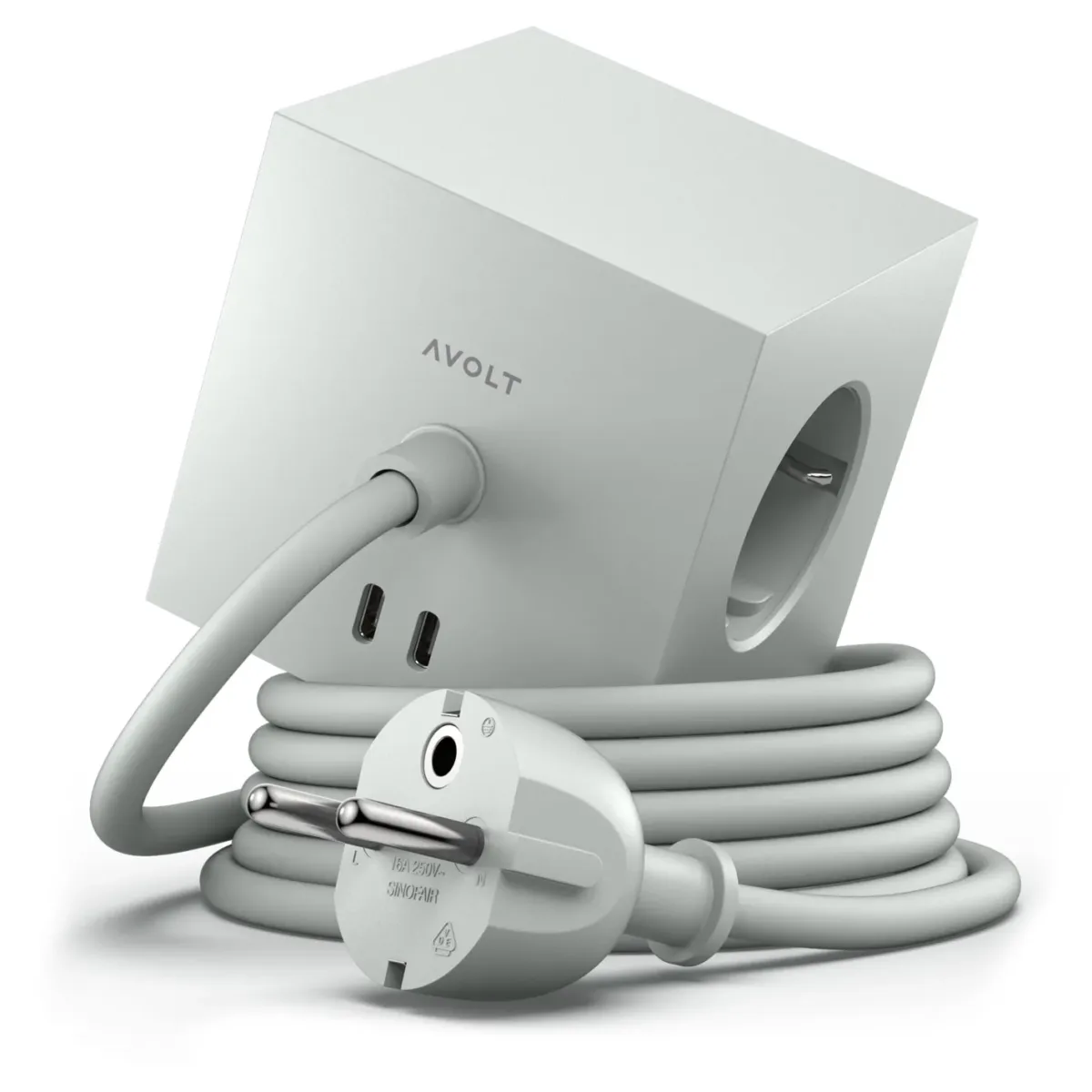 Square 1 Förlängningssladd med Usb C / Magnet 1,8 M, Gotland Grey