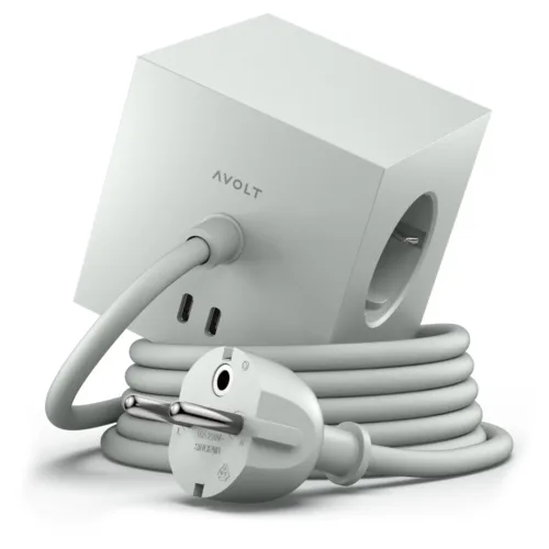 Viereckige 1 Verlängerungskabel mit USB-C / Magnet 1,8 m, Gotland Grau