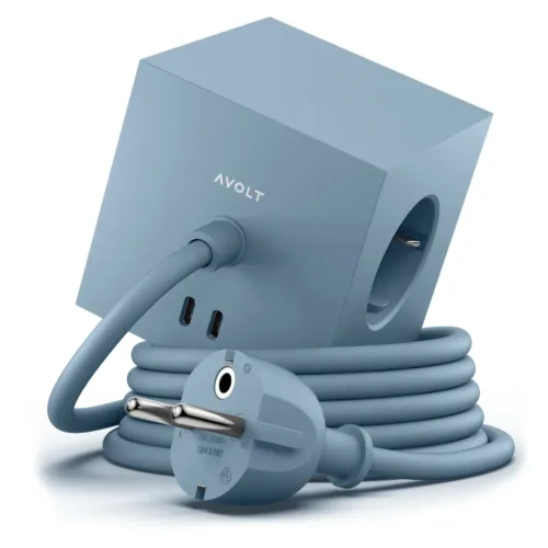 Viereckige 1 Verlängerungskabel mit USB-C / Magnet 1,8 m, Shark Blau