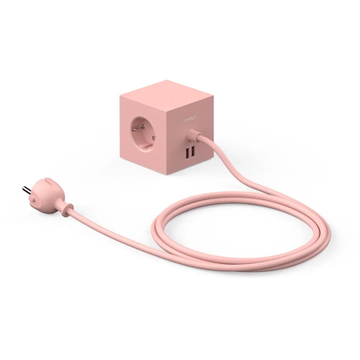 Viereckige 1 Verlängerungskabel mit USB / Magnet, Old Rosa