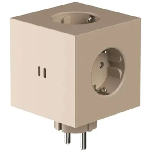 Viereckige 2 Socket Extender mit USB-C / Magnet, Beige