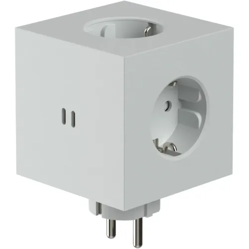 Viereckige 2 Socket Extender mit USB-C / Magnet, Gotland Grau