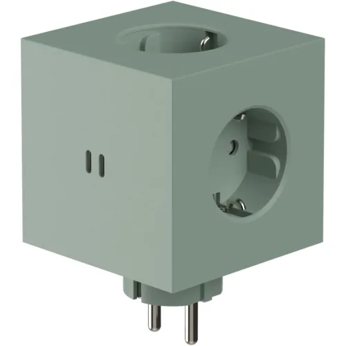 Viereckige 2 Socket Extender mit USB-C / Magnet, Eiche Grün