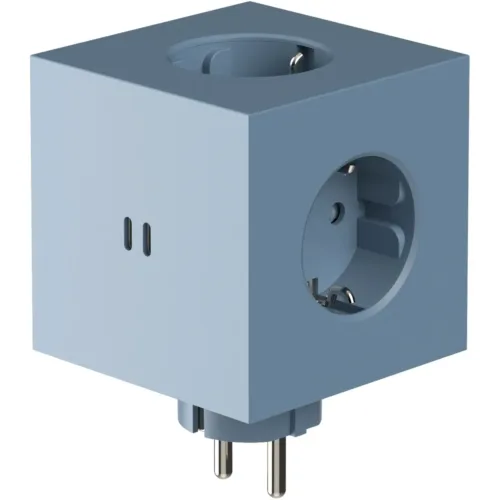 Viereckige 2 Socket Extender mit USB-C / Magnet, Shark Blau