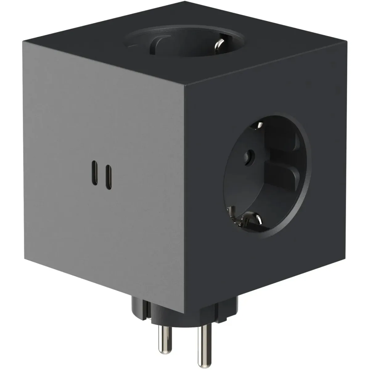 Viereckige 2 Socket Extender mit USB-C / Magnet, Stockholm Schwarz