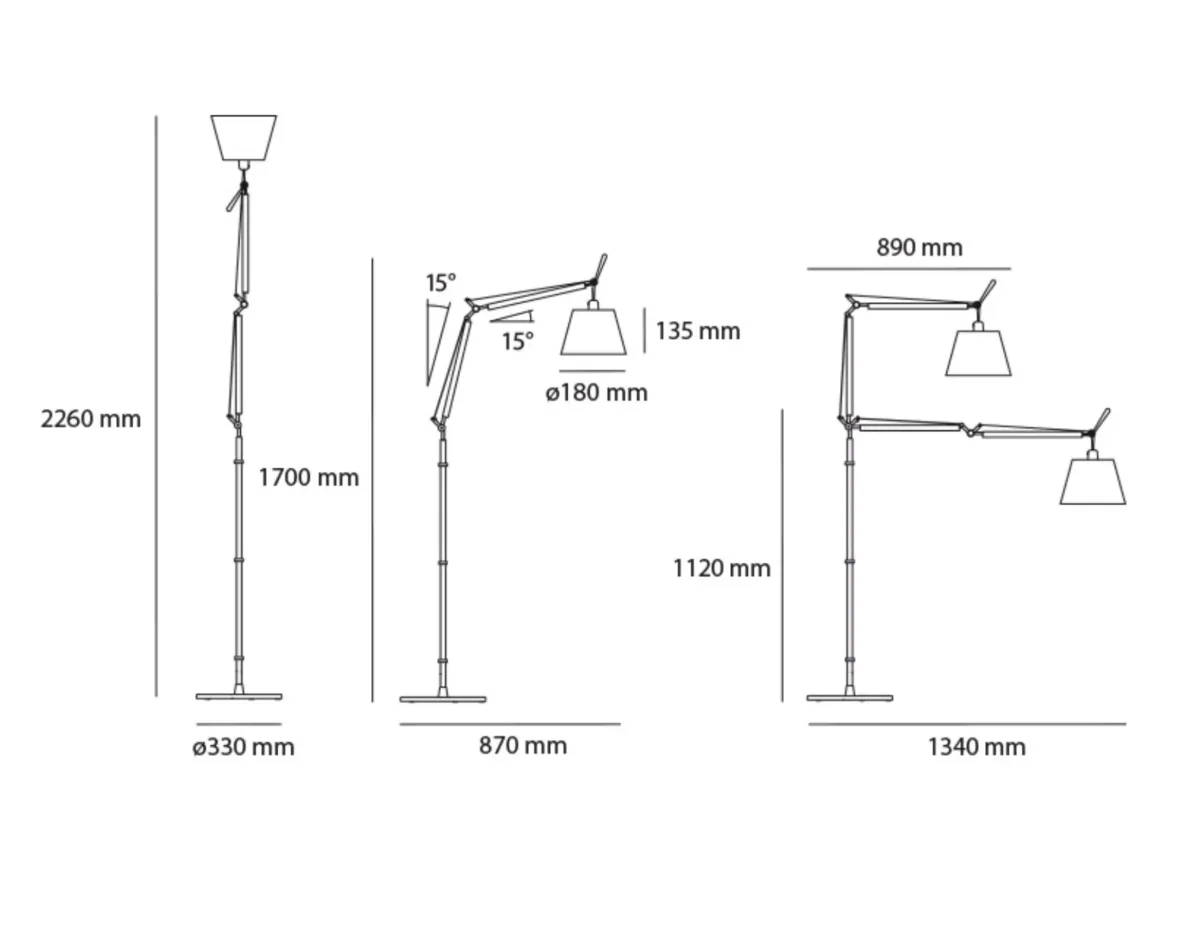 Tribullo Basculante Floor Lamp, Parchment - Image 2